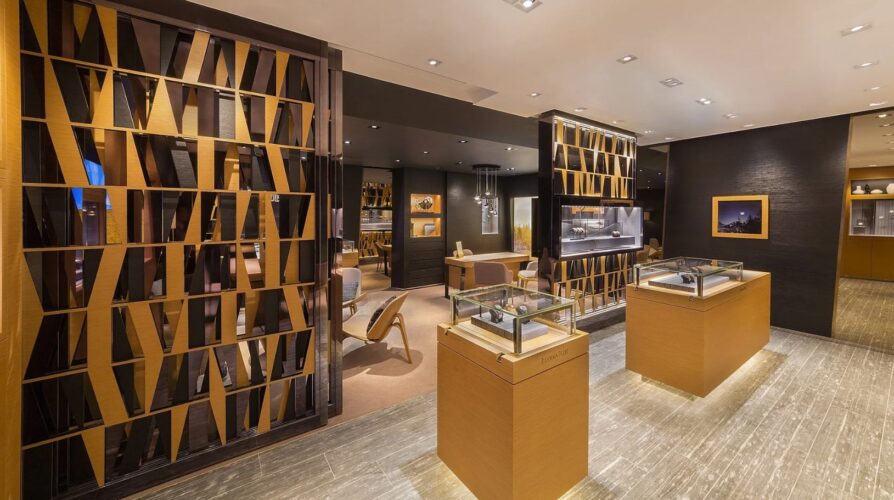 interior photo of an upscale watch store